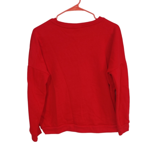 DISNEY Minnie Mouse Red Sweatshirt Women's Junior Cut Size Medium - Picture 2 of 9